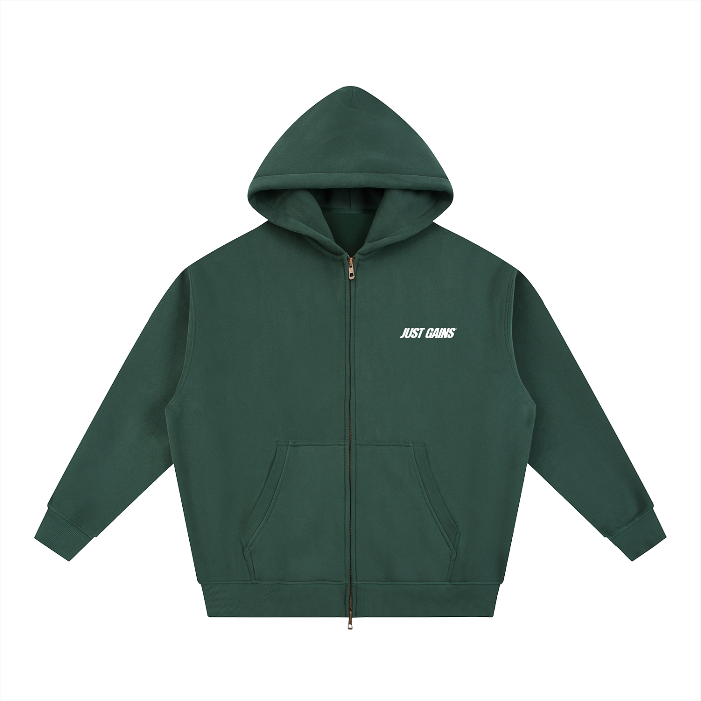 JG® Open-Zip Hoodie — White Print