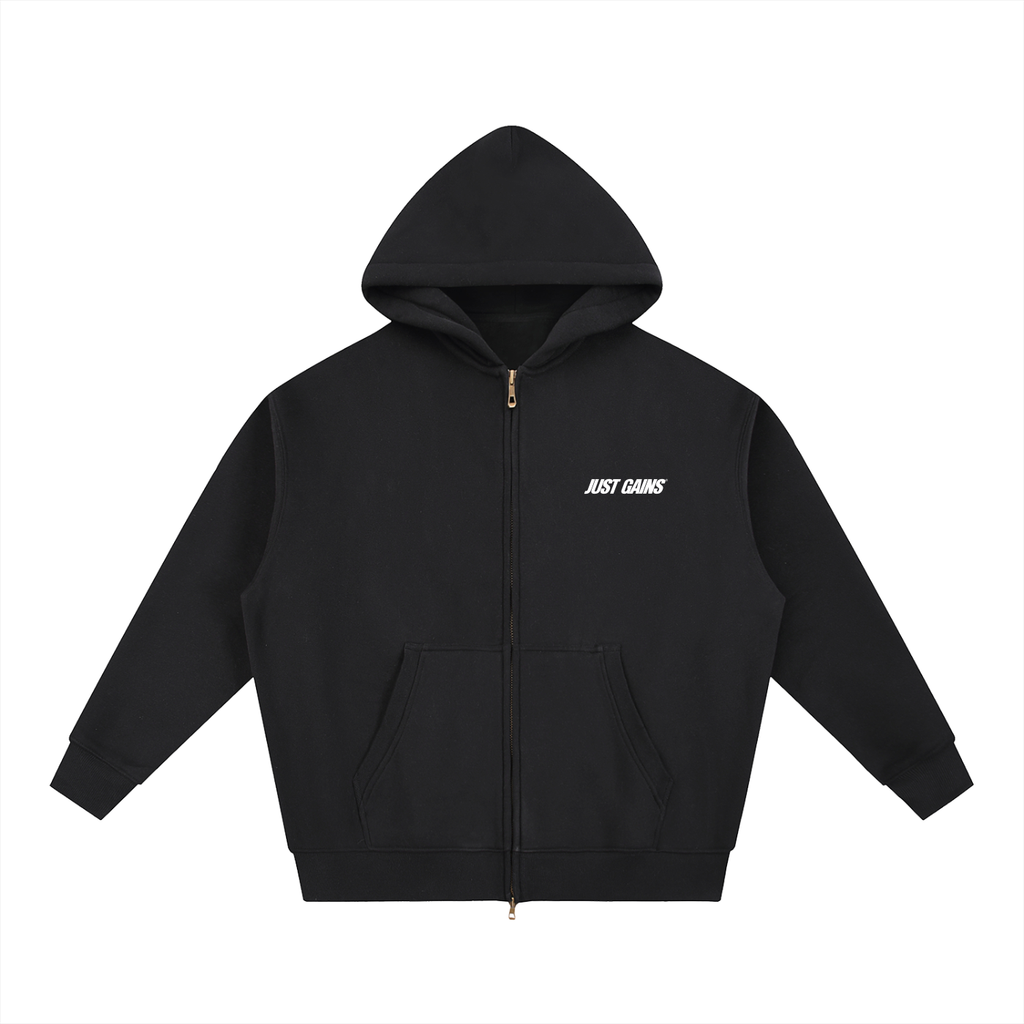 JG® Open-Zip Hoodie — White Print
