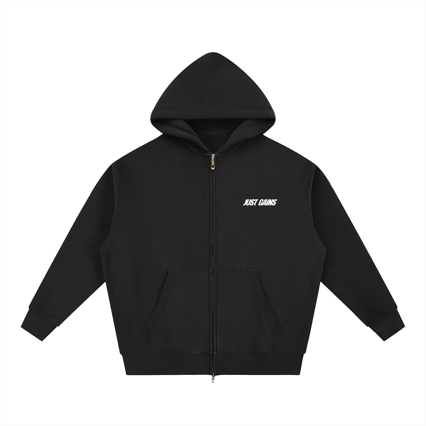 JG® Open-Zip Hoodie — White Print