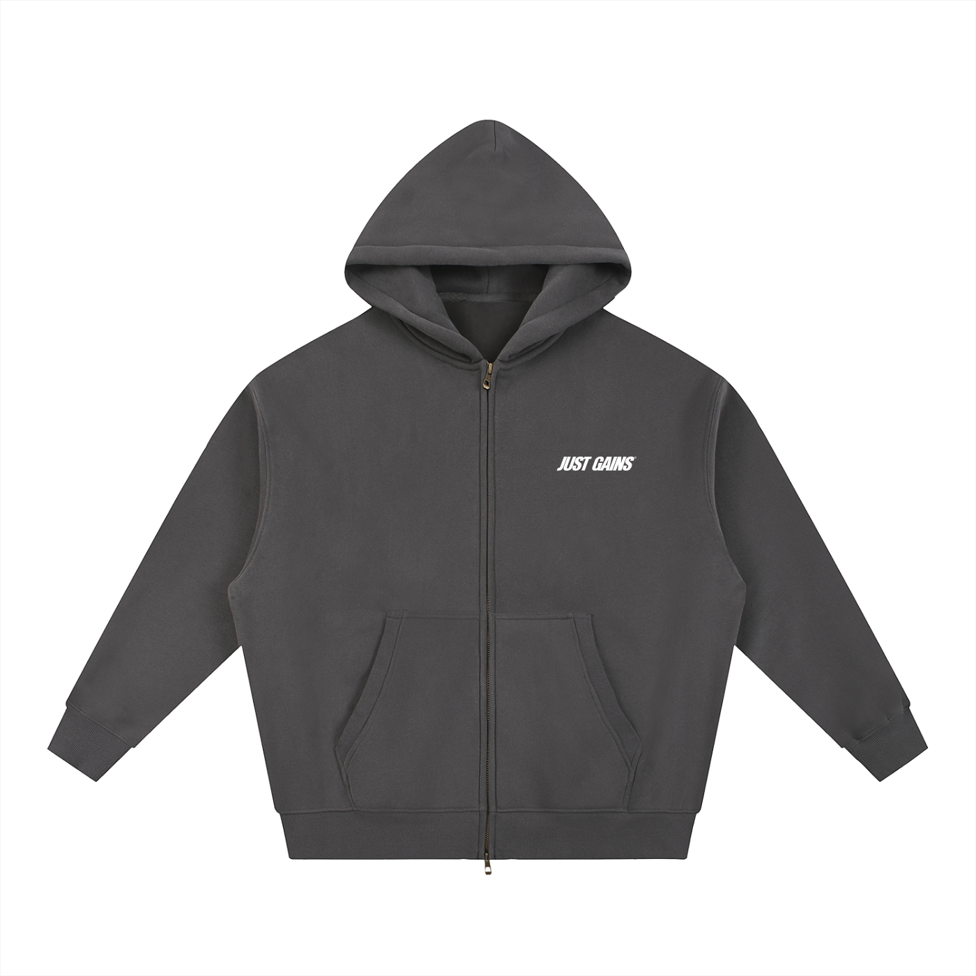 JG® Open-Zip Hoodie — White Print