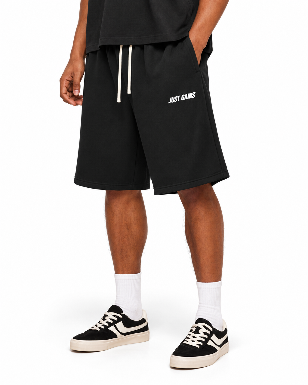 Just Gains® Essential Cropped Sweatpants — White Print