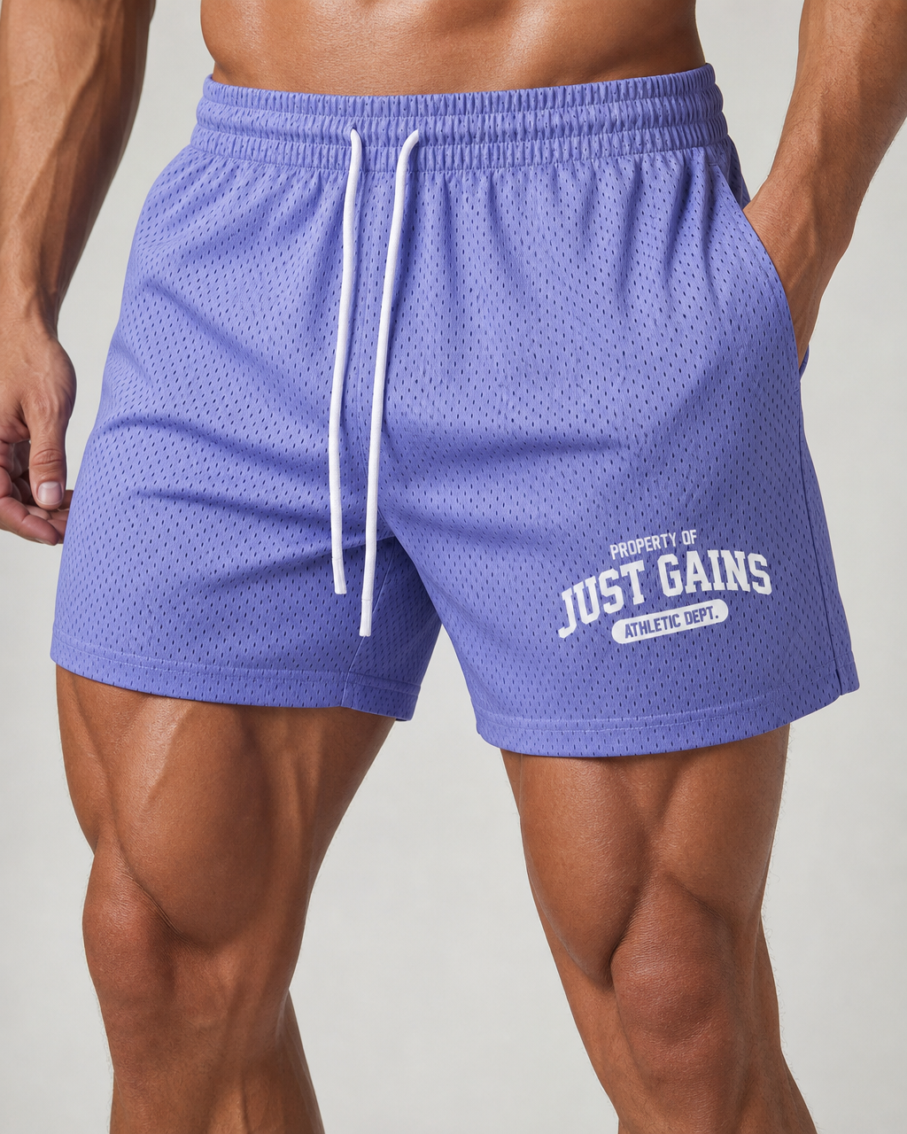 Just Gains® Athletic Dept. Mesh Shorts — Bold Colors — Men's
